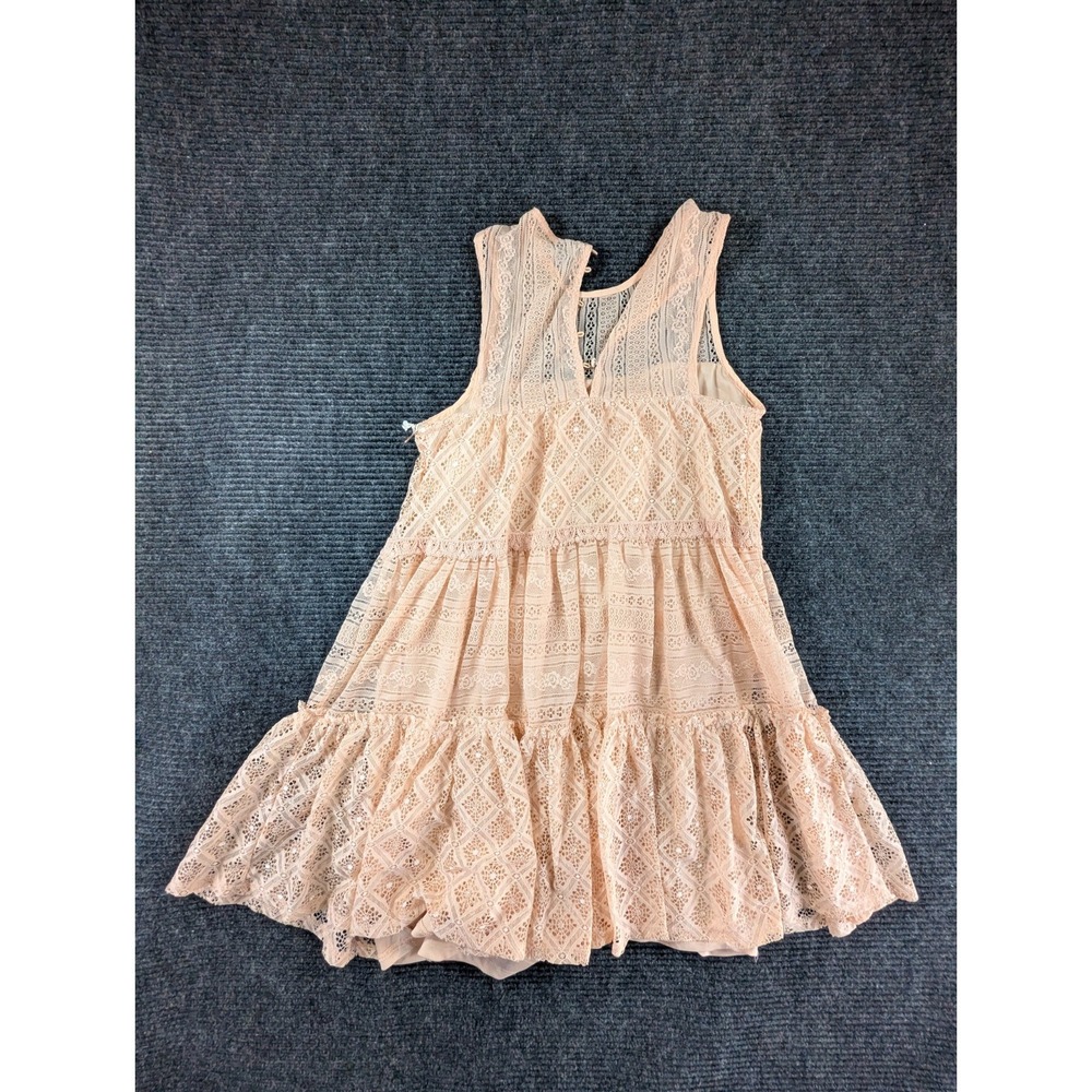 NEW Taylor & Sage Tiered Dress Womens Small Peach Lace Overlay Versatile Chic